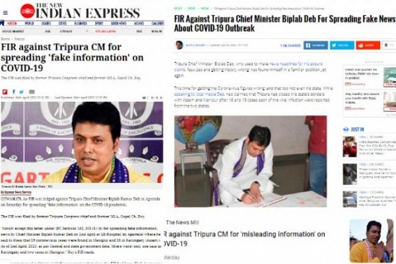 FAKE COVID19 News Propagation by CM: Unprecedented attack on Opposition voice, attack on Medias, Congress President terms Tripura Police behavior worse than Criminals, top National Medias cover Biplab Deb's gross misuse of Power 