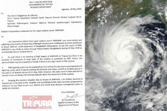 Tripura Govt sounded alerts across 8 Districts of Super Cyclone â€˜AMPHANâ€™ : Preparedness in 8 Districts reviewed