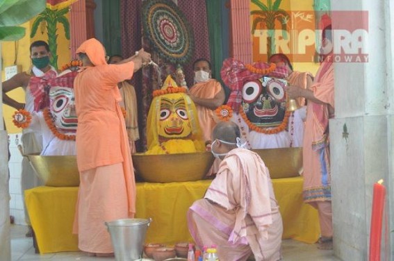 Lord Jagannath Devotees celebrate auspicious ‘Snan-Jatra’ in Tripura with social distancing Lord Jagannath Devotees celebrate auspicious ‘Snan-Jatra’ in Tripura with social distancing