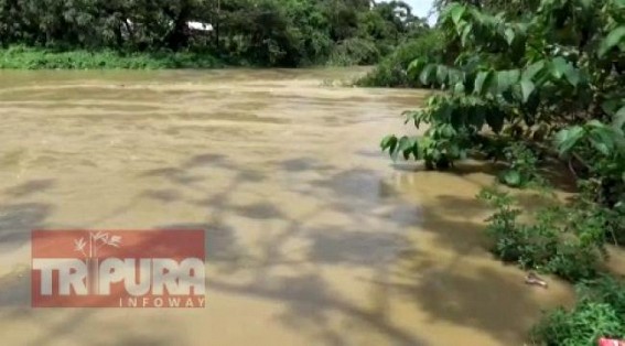 Water level of Howrah river in Agartala on rise