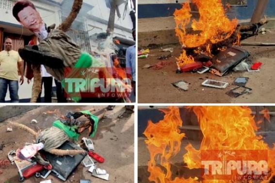 Anti-China protests echoed in Tripura : BJP, Congress called for boycotting Chinese products, China President's effigy burnt across Anti-China protests echoed in Tripura : BJP, Congress called for boycotting Chinese products, China President's effigy burnt across