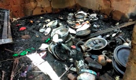 House burnt by miscreants at Amtali House burnt by miscreants at Amtali