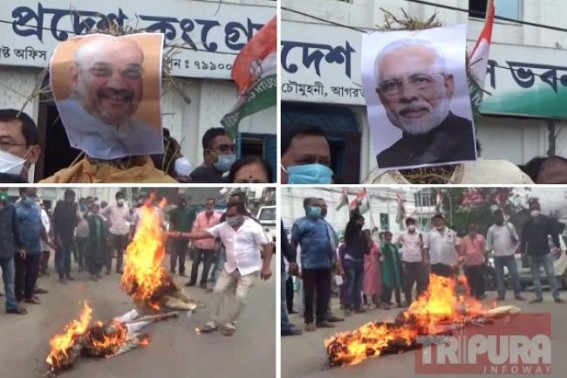 Congress protests over BJP Govtâ€™s Narrow Politics against  Gandhi Family by snatching Priyanka Gandhi's Security, Govt Accommodation : Modi, Amit Shahâ€™s Effigies burnt, Slogan echoed, â€˜Shame Shameâ€™