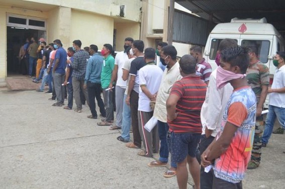 Long rows before GB Hospital, as Tripura Govt starts free COVID-19 Tests