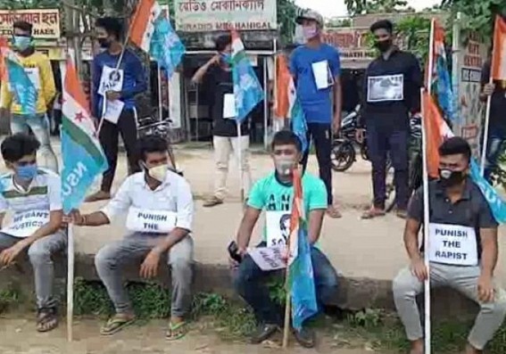 NSUI staged protest over Teliamura Gang-Rape incident  