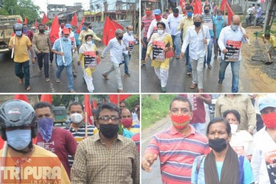 Opposition CPI-M’s protest in Agartala seeking Rs. 7,500 per month, Free Rations for non-tax payers, daily-workers, sought full support to farmers in Pandemic Period for next 6 months Opposition CPI-M’s protest in Agartala seeking Rs. 7,500 per month, Free Rations for non-tax payers, daily-workers, sought full support to farmers in Pandemic Period for next 6 months