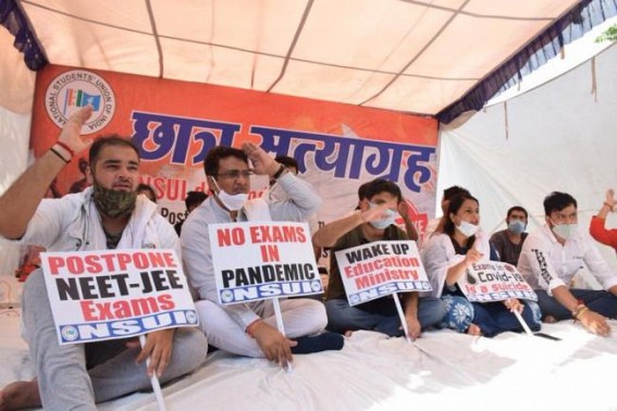 Congress protests demanding postponement of NEET, JEE exams Congress protests demanding postponement of NEET, JEE exams