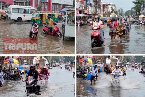 Few splashes of rain paralyzed Agartala city with heavy Water-Logging : Common men suffered, normal lives disrupted 