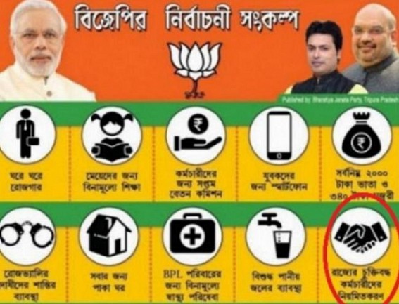 Contractual Employees demand to be regularized in Tripura as BJP before Election promised to Regularize all Contractual employees Contractual Employees demand to be regularized in Tripura as BJP before Election promised to Regularize all Contractual employees