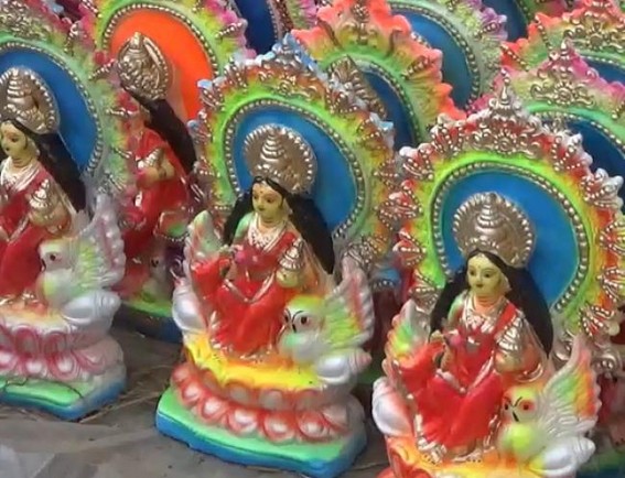Markets decked up with Laxmi idols in Agartala 