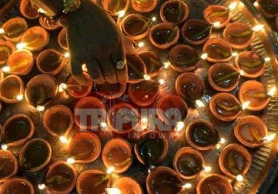 Tripura celebrates Diwali with fervour : Houses decorated with candles, diyas Tripura celebrates Diwali with fervour : Houses decorated with candles, diyas