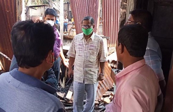 CPI-M leader Pabitra Kar visited Fire Affected area : Demanded total compensation as around 12 houses burnt fully, many partially Affected