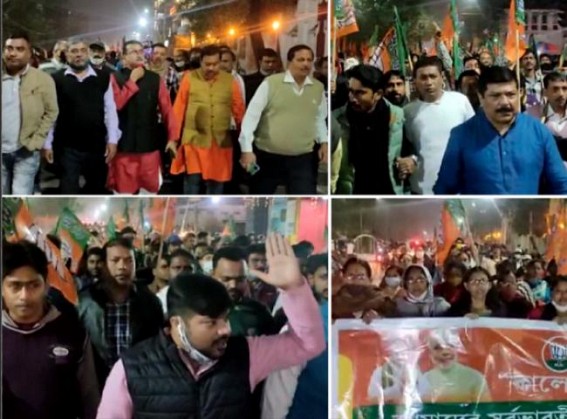 Gigantic rallies across Agartala City by rebel MLAs were organized in protest against Attack on BJP President J. P. Nadda at West Bengal
