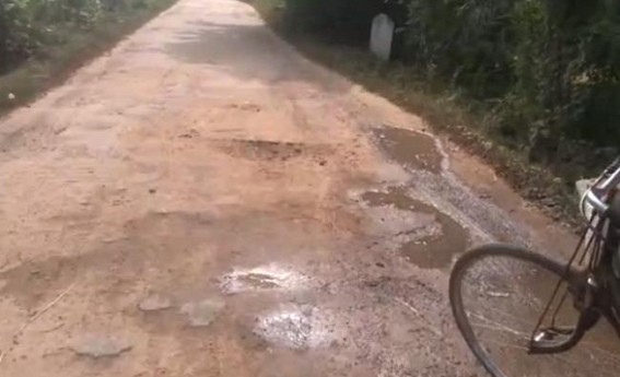 Road in deplorable shape at Udaipur's Chataria for last 3 years : No maintenance 