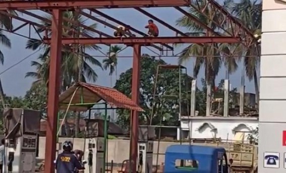 Welding works over Petrol Pump continues amid high risks at Santir Bazar Welding works over Petrol Pump continues amid high risks at Santir Bazar