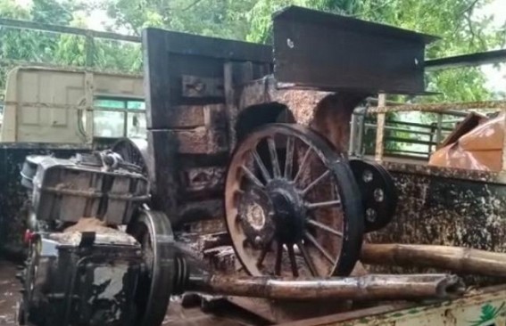 Forest Dept raided, seized wood cutter machine in Teliamura  