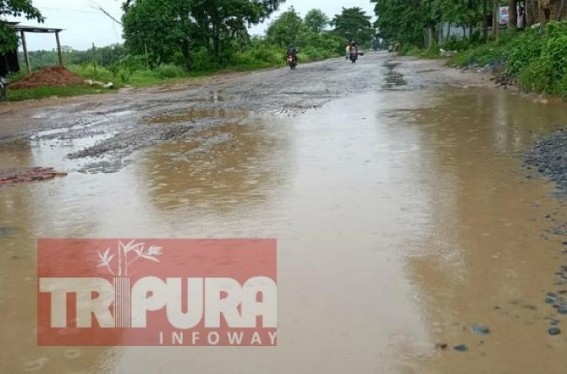 Agartala bypass road damaged in rain Agartala bypass road damaged in rain
