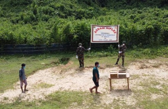 Distribution of ration by Assam Rifles Distribution of ration by Assam Rifles