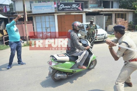 Coronavirus : Lathi-Charge on Lockdown violators in Tripura