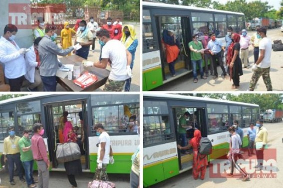 83 stranded Rajasthan people left for Home from Tripura, 10 buses to carry passengers : Rs. 2,000 given to each for food by Govt of Tripura