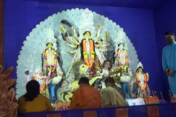Agartala 'Agragami' Club organized Durga Puja without any Donation Collections from public due to COVID-19 : Only club members are carrying total expenditure Agartala 'Agragami' Club organized Durga Puja without any Donation Collections from public due to COVID-19 : Only club members are carrying total expenditure