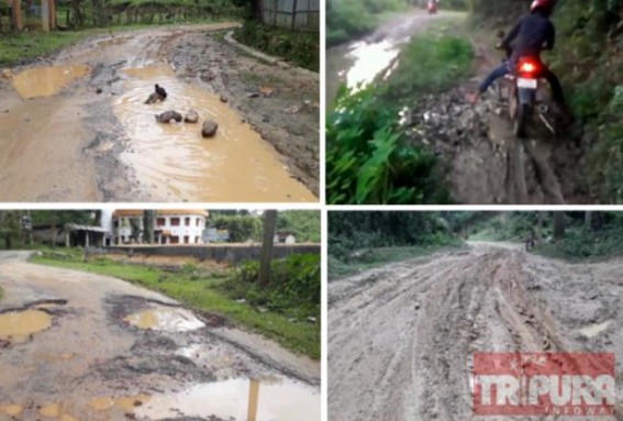 Deplorable Roadway Conditions hit Public Lives across Tripura, Roller-coaster drives for daily goers : Still BJP Govt claims State is already HIRA+