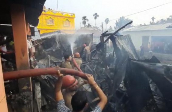 Massive Fire in Agartala Pratapgarh Market : 19 Shops Burnt, Chickens burnt Alive 
