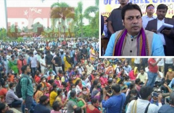 Chief Minister Biplab Deb's promise to 10323 Teachers proven 'again' Fake : Teachers setting Dais for Biggest Ever Agitation Chief Minister Biplab Deb's promise to 10323 Teachers proven 'again' Fake : Teachers setting Dais for Biggest Ever Agitation