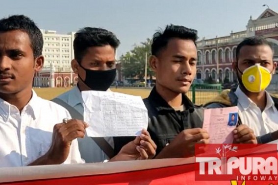 Before Election, 50,000 Govt Jobs Promise in 1-Year, but after Election victory, 'Terminations', 'Cancellations' of Recruitments gifted by BJP Govt to Tripura's Unemployed Youths : Deprived Unemployed Youths in ProtestÂ 