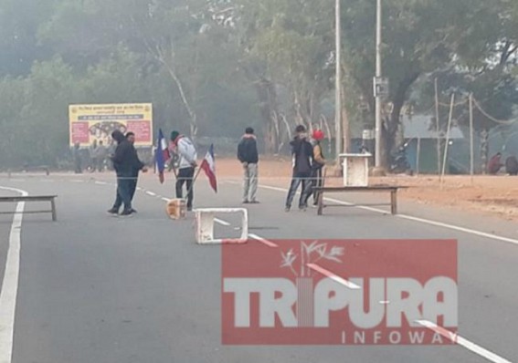 Tripura Strike : Agartala to Sabroom Road National Highway Blocked by TPF Party Tripura Strike : Agartala to Sabroom Road National Highway Blocked by TPF Party