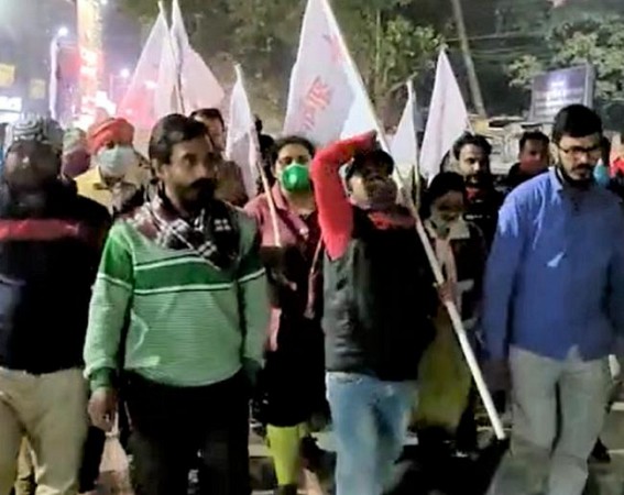 CPI-M's Youth Wings held protest rally to condemn police attack during SFI, TSU procession at Belonia 