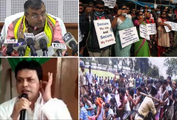 Minister Ratanlal Nath, CM Biplab Deb (Left), Job aspirants of the state (Right). TIWN Photos. Minister Ratanlal Nath, CM Biplab Deb (Left), Job aspirants of the state (Right). TIWN Photos.