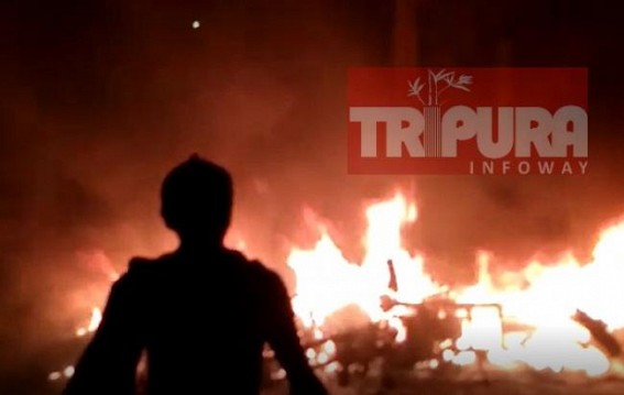 Terror in Tripura Capital City Agartala, Bikes Burnt, Massive Stone Pelting tensed Hindi School zone : Police Clueless about Miscreants 