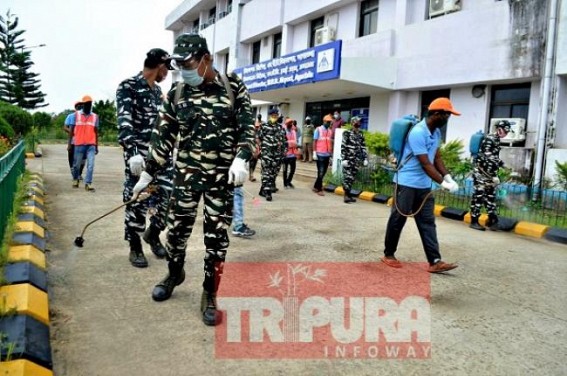 COVID19 2.0 Lockdown : Sanitization Drive participated by CRPF Jawans in Agartala