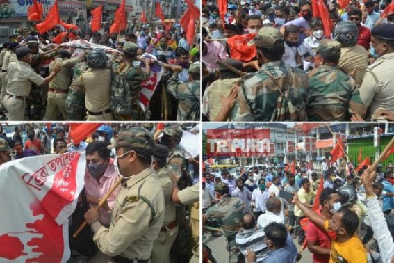 CPI-M's Dalit-unit rally stopped with huge Police Force : Tussle between Police, Party workers, CPI-M broke Police's force, held massive rally successfully CPI-M's Dalit-unit rally stopped with huge Police Force : Tussle between Police, Party workers, CPI-M broke Police's force, held massive rally successfully