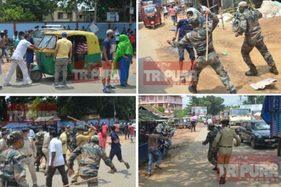 Chaos, Police lathi charge hit Capital City Agartala after clash erupted between two groups centering Vegetable sales : Road Blockade by one group, after another group snatched Arrested person from Policeâ€™s Custody