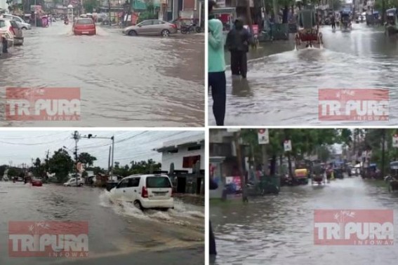 Rain floods Capital City Agartalaâ€™s various prats, office returners faced problems as major routes blocked by Water Loggings 