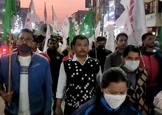 CPI-M's Youth Wings held protest rally to condemn BJP's attacks in Ramnagar CPI-M's Youth Wings held protest rally to condemn BJP's attacks in Ramnagar