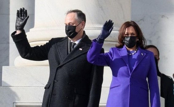 Kamala Harris rocks purple outfit, Emhoff in Ralph Lauren suit Kamala Harris rocks purple outfit, Emhoff in Ralph Lauren suit