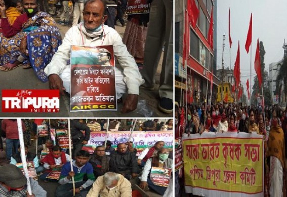 On Desh-Prem Diwas, Left wings along with Farmers marched to Raj Bhawan seeking Withdrawal of Anti-Farmers Law