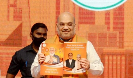Shah releases BJP's Bengal manifesto with focus on border safety Shah releases BJP's Bengal manifesto with focus on border safety
