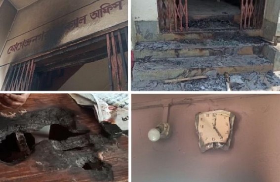 Amid BJP's protest over Bengal issue in Tripura, One More Opposition Party Office burnt on Heart of Capital City Agartala amid Night Curfew Amid BJP's protest over Bengal issue in Tripura, One More Opposition Party Office burnt on Heart of Capital City Agartala amid Night Curfew