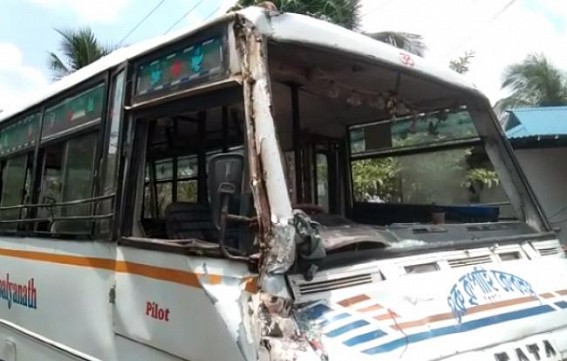Head on collision among Bus and Truck due at Sonamura