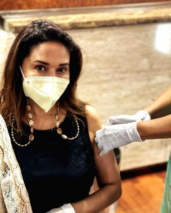Madhuri Dixit is 'back on set', days after second dose of Covid vax Madhuri Dixit is 'back on set', days after second dose of Covid vax