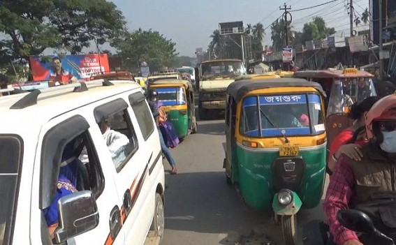 Heavy Traffic Jams Paralyzed Agartala City on Monday