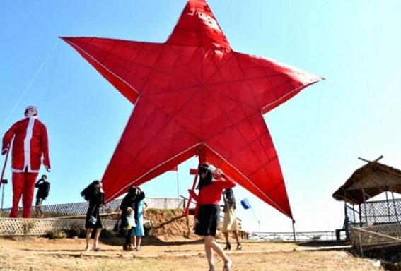 Assam Rifles erects NE's largest Christmas star in Mizoram