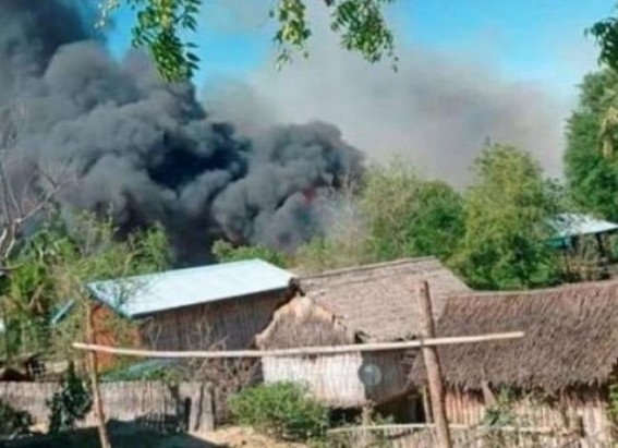 Myanmar village of Kin Ma burns down after clashes Myanmar village of Kin Ma burns down after clashes