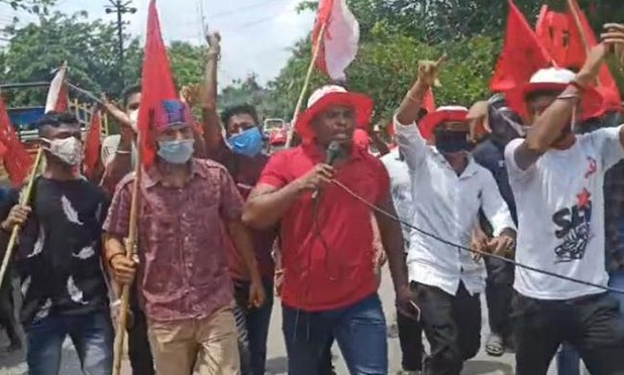 Red Wave flooded roads in Khowai (Tripura) : CPI-M led by Jitendra Choudhury marched mass-rally with Gigantic participation 