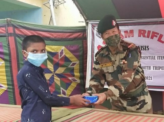 Assam Rifles distributes essential commodities in Orphanage 