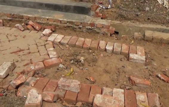 Poor quality construction of drains and footpath going on from Heritage Park to GB Bazaar Poor quality construction of drains and footpath going on from Heritage Park to GB Bazaar